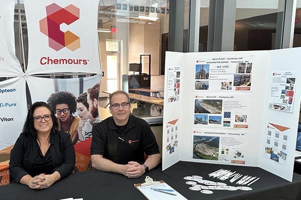 Chemours team booth at a school